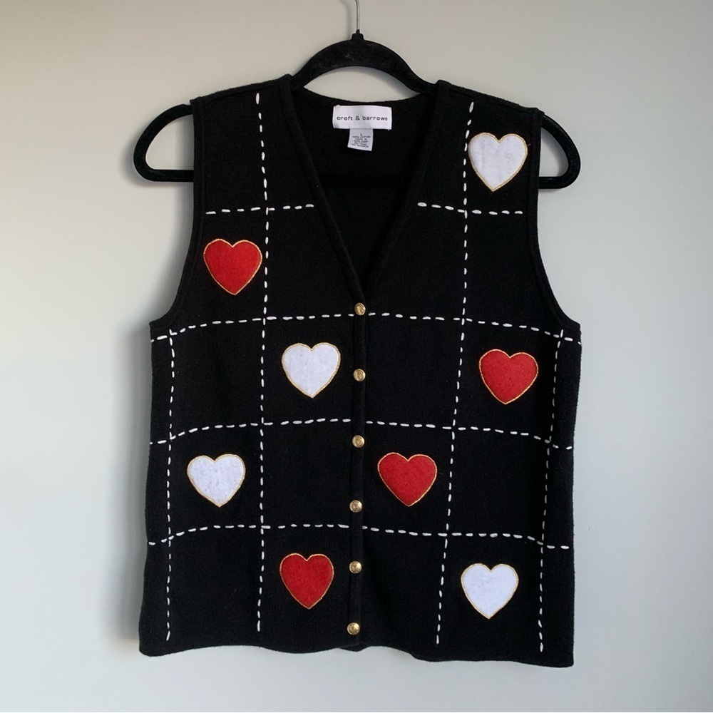Croft & Barrow Black Hearts Sweater Vest